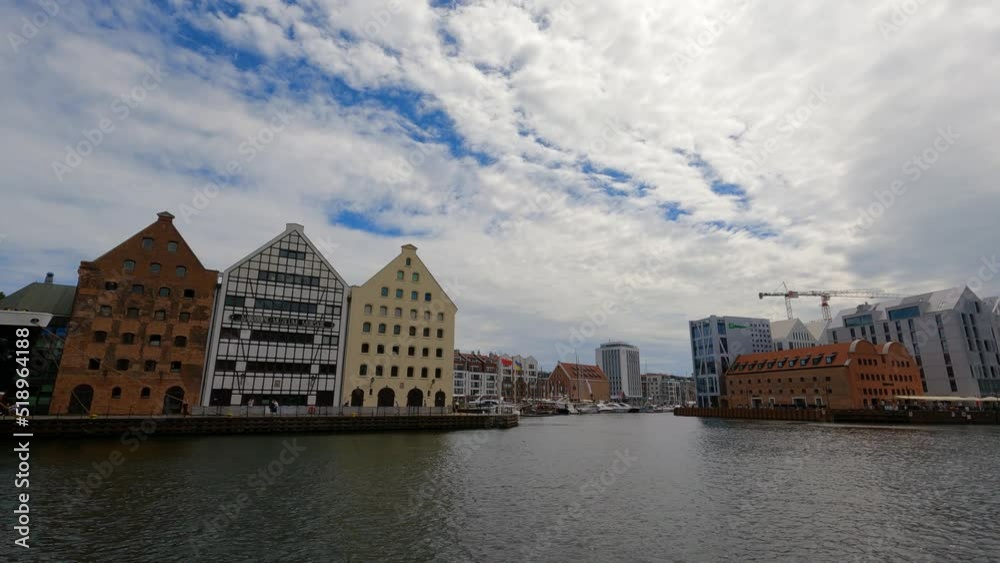 timelapse Gdansk embankment canal touristic summer poland timelapse Gdansk embankment canal touristic summer poland