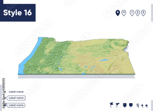 Oregon  USA - map with shaded relief  land cover  rivers  mountains. Biome map with shadow.