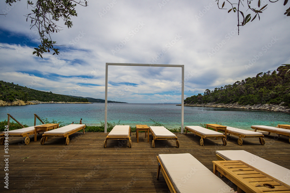 Scenic view at the rocky beach Leftos Gialos in Alonissos island, Sporades, Greece