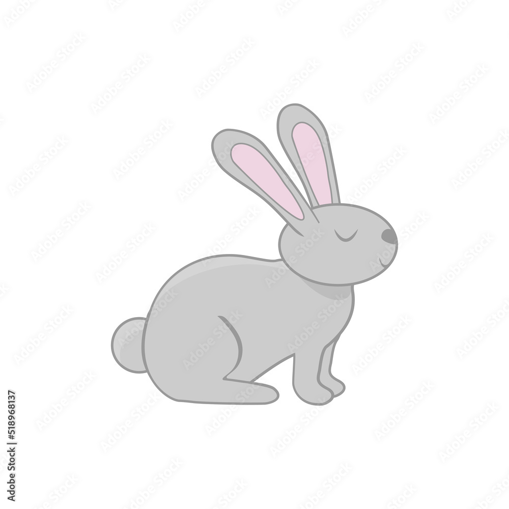 Funny and cute gray rabbit smiling .vector