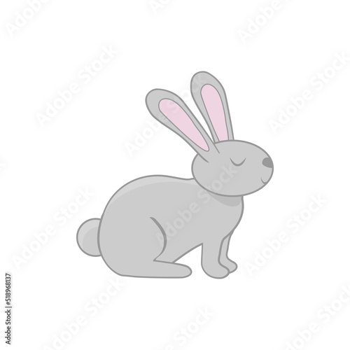 Obraz na płótnie Funny and cute gray rabbit smiling .vector w salonie