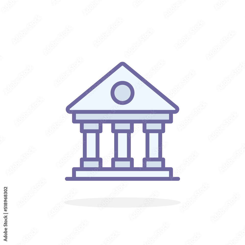 Building with columns icon in filled outline style.