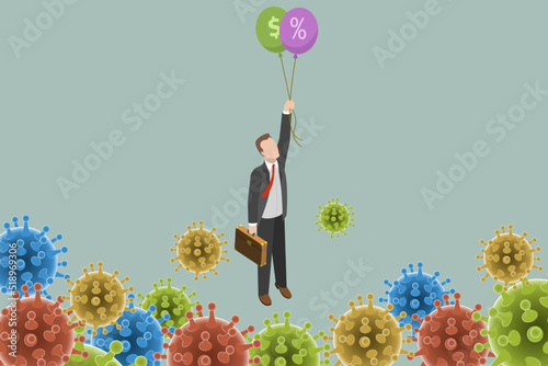 3D Isometric Flat Vector Conceptual Illustration of Coronavirus Tax Relief, Government Financial Help
