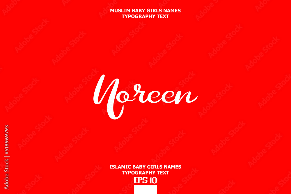 Baby Girl Islamic Name Noreen Stylish Typography Text Baby Girl Islamic Name Noreen Stylish Typography Text