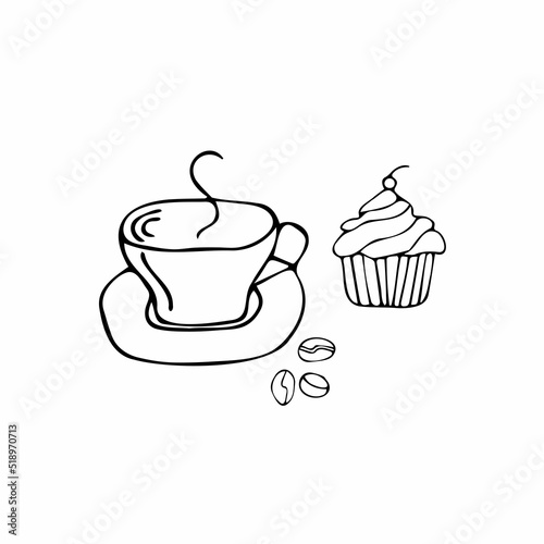 a cup of coffee and a cupcake