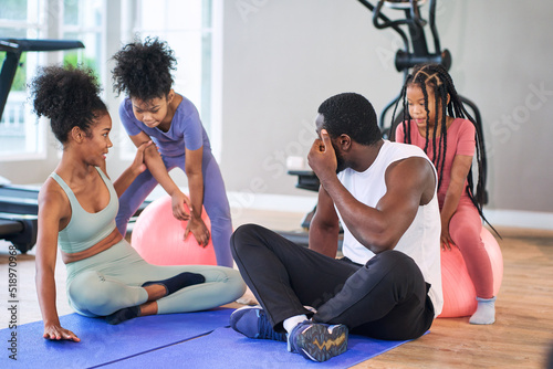 African american family in sport club for exercise health and wellbeing