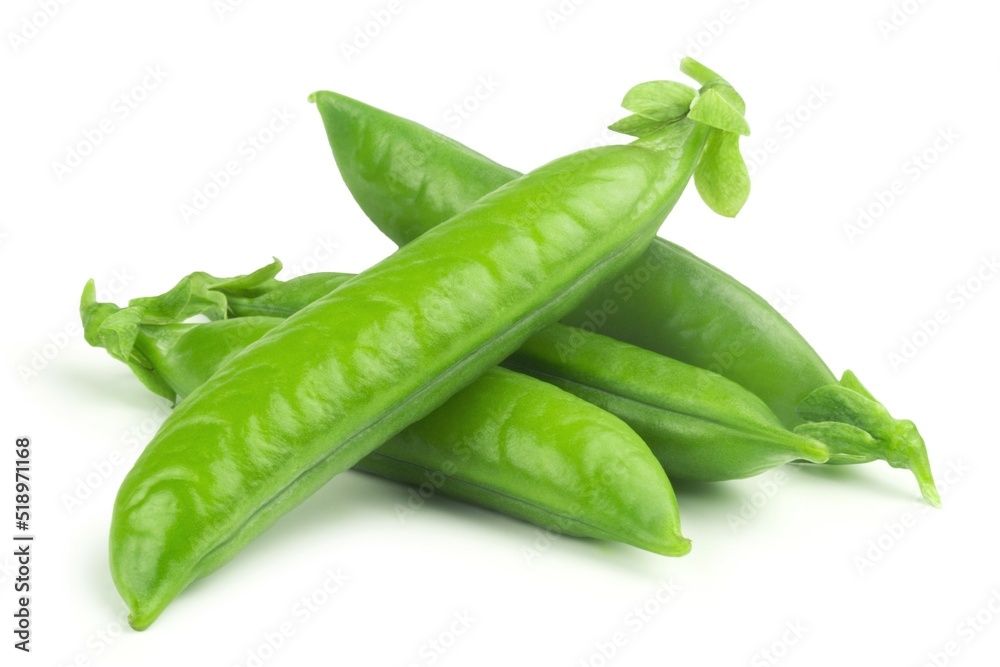 Green peas isolated. Ripe pods of green peas on a white background. Green peas isolated. Ripe pods of green peas on a white background.