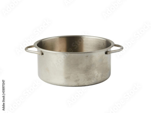 a small metal ladle for the kitchen with a handle on a white isolated background