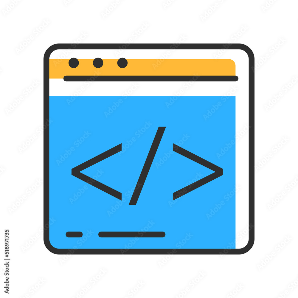 Web development line icon. Web page coding outline style icon. Vector illustration Web development line icon. Web page coding outline style icon. Vector illustration