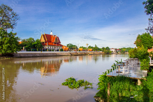 the Chao Phraya River and Wat Phutthaisawan (Monastery of Buddhist Kingship) is an historic Buddhist temple Ayutthaya Historical Park Thailand. It is over 666 years old. 