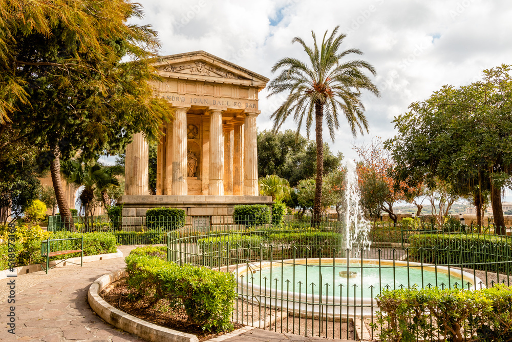 Beautiful famous gardens in Valleta, Malta.