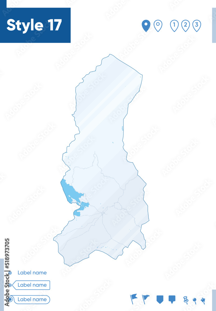 La Paz, Bolivia - map isolated on white background with water and roads. Vector map.