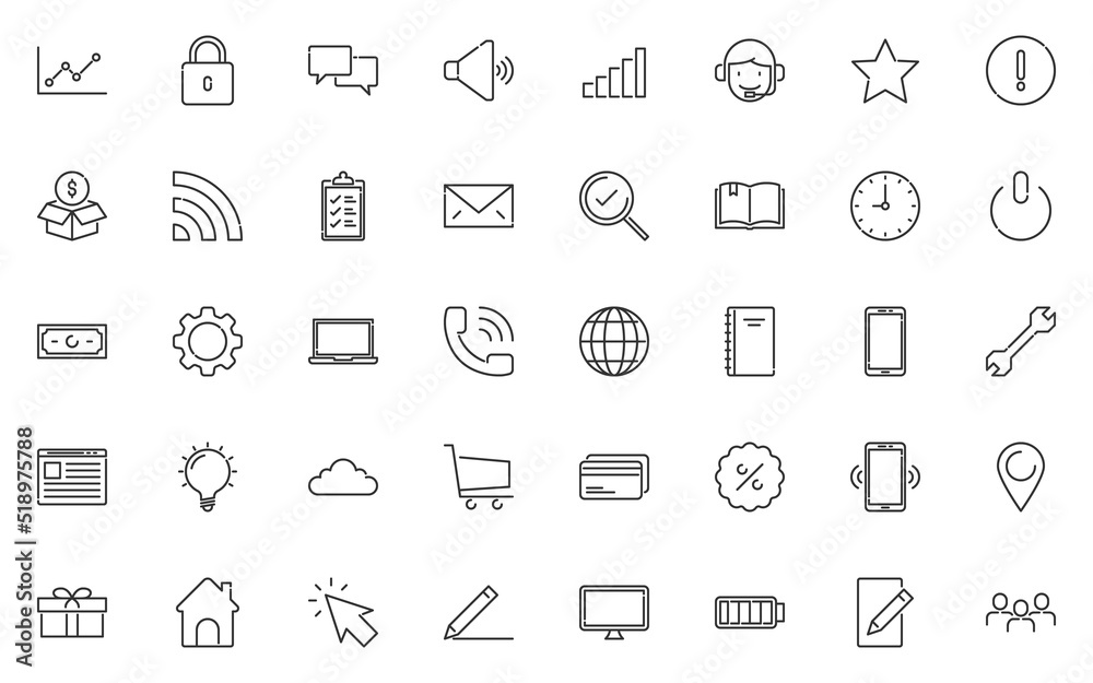 set of thin line icons