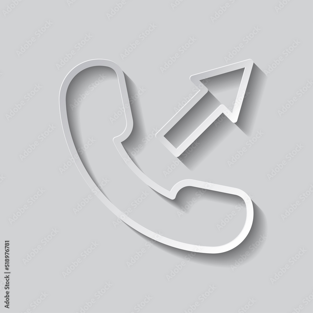 Call simple icon vector. Flat design. Paper style with shadow. Gray background.ai Call simple icon vector. Flat design. Paper style with shadow. Gray background.ai