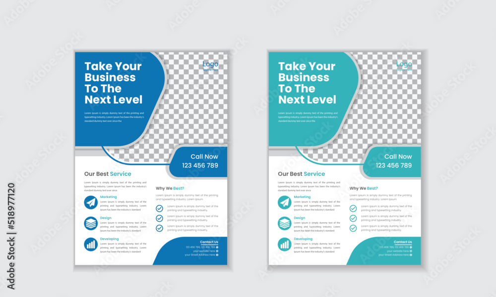 Creative Blue And Cyan Corporate Flyer Design