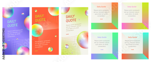 Social media influencer daily quote acid vector graphics templates with mesh gradient design elements for instagram story and carousel promotional marketing branding assets
