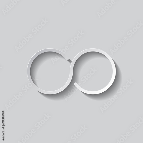 Infinity simple icon vector. Flat design. Paper style with shadow. Gray background.ai