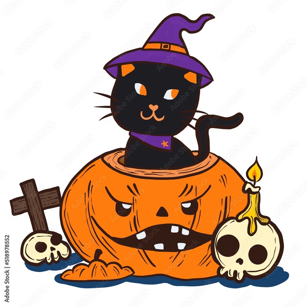 halloween cat and pumpkin halloween cat and pumpkin