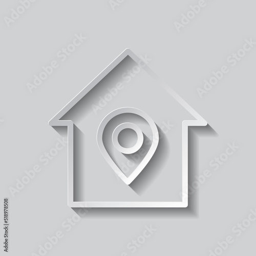 Location pointer, house simple icon vector. Flat design. Paper style with shadow. Gray background.ai © Leo Kavalli