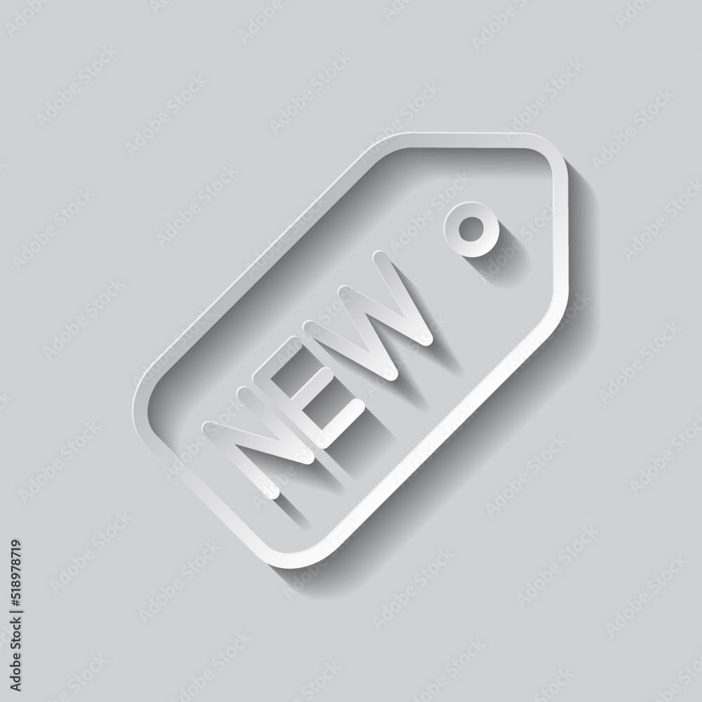 New badge icon vector. Flat design. Paper style with shadow. Gray background.ai New badge icon vector. Flat design. Paper style with shadow. Gray background.ai