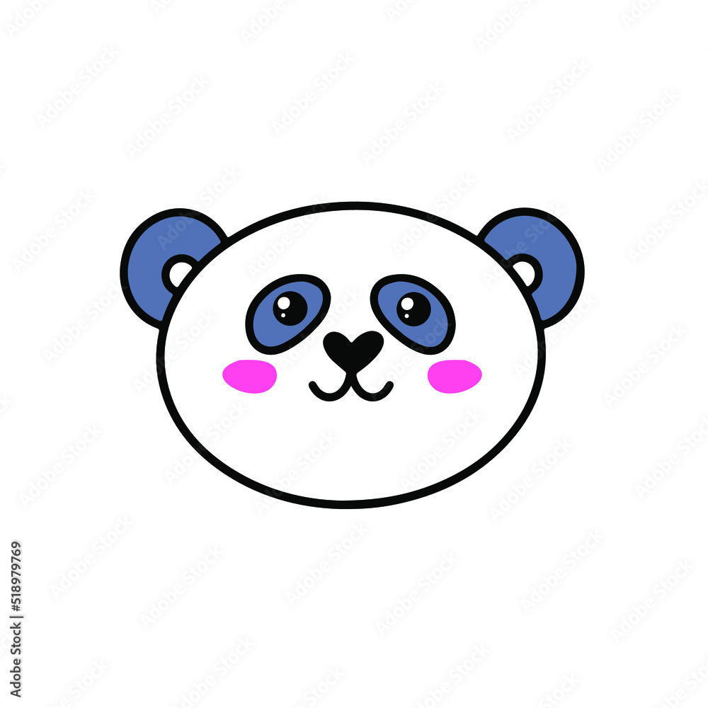 kawaii panda on white background. Flat illustration. kawaii panda on white background. Flat illustration.