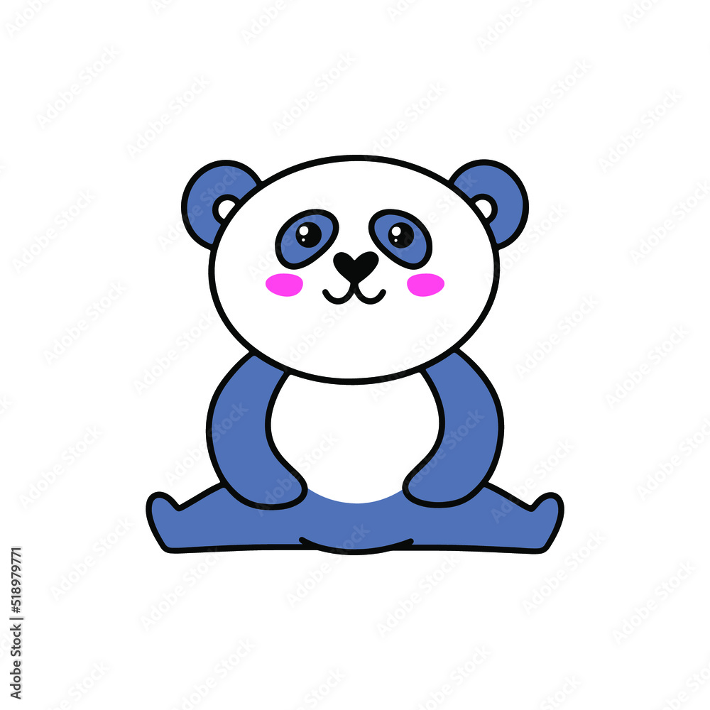 kawaii panda on white background. Flat illustration. kawaii panda on white background. Flat illustration.