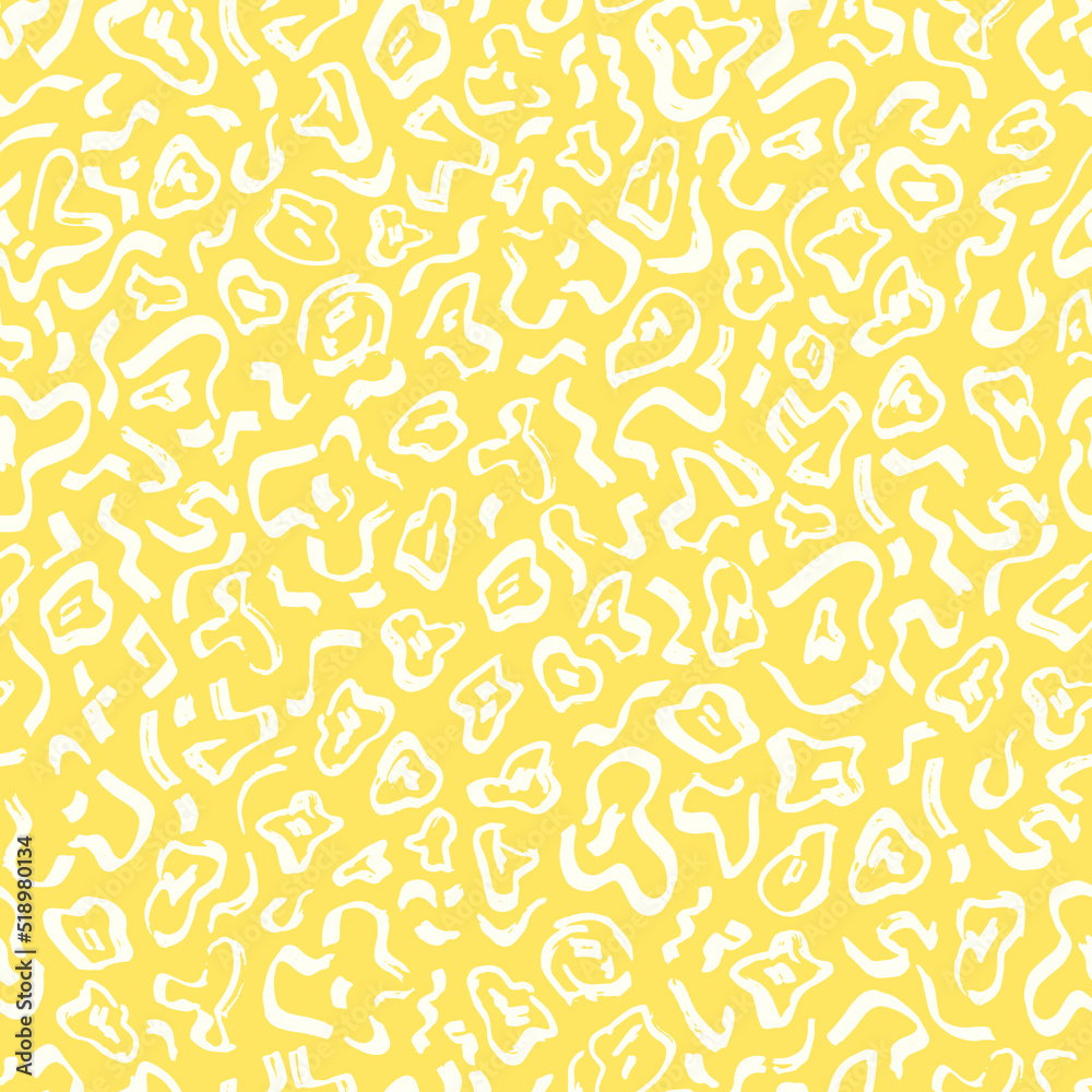 Abstract hand-drawn organic shapes seamless pattern.  Bicolor texture made with stylized spots and marks. Illustration for background, wallpaper, packaging, greeting card design, home decor, textile