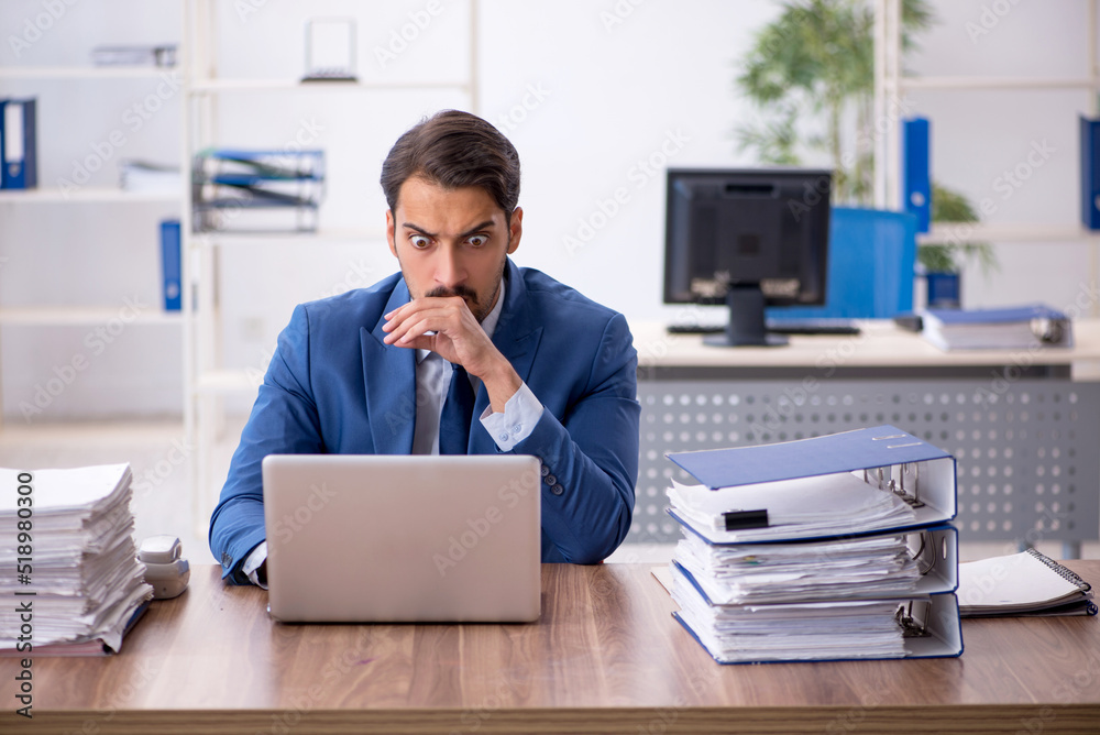 Young businessman employee working in the office Young businessman employee working in the office