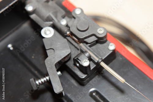Semiautomatic welding machine wire transport close up