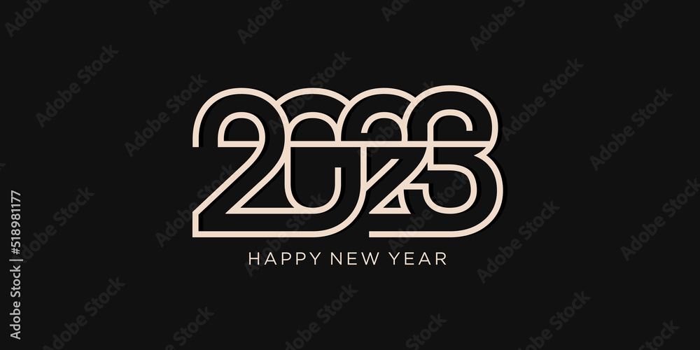 2023 new year logo design, black background line style 2023 new year logo design, black background line style