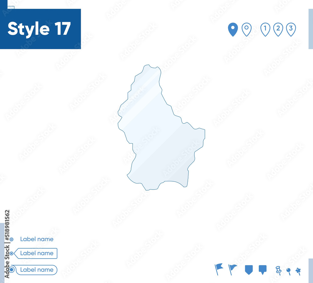 Luxembourg - map isolated on white background with water and roads. Vector map. Luxembourg - map isolated on white background with water and roads. Vector map.