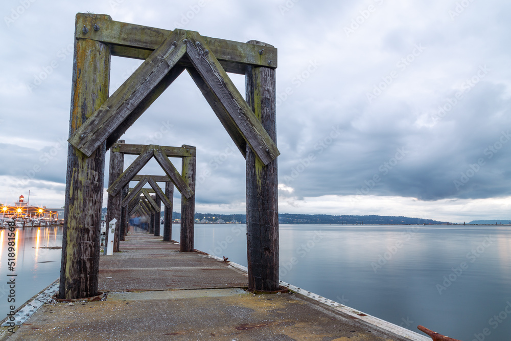 Pier at Everett Waterfront on a Stormy Evening