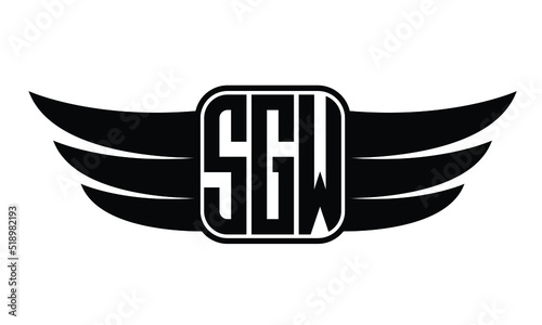 SGW three Letter wing minimalist creative concept icon eagle symbol professional logo design, Vector template photo