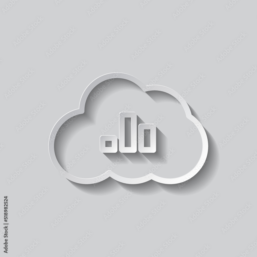 Graph, cloud simple icon vector. Flat design. Paper style with shadow. Gray background.ai Graph, cloud simple icon vector. Flat design. Paper style with shadow. Gray background.ai