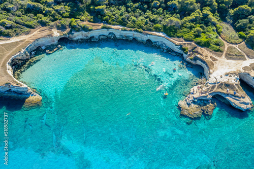 Aerial view of Spiaggia della Punticeddha near Torre Sant Andrea  Puglia region  Italy