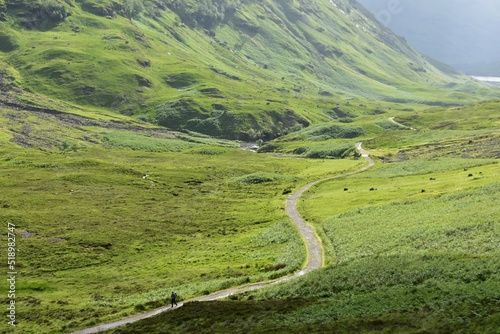 landscape of greenest mountain and maze trekking road in HILAND SCOTLAND