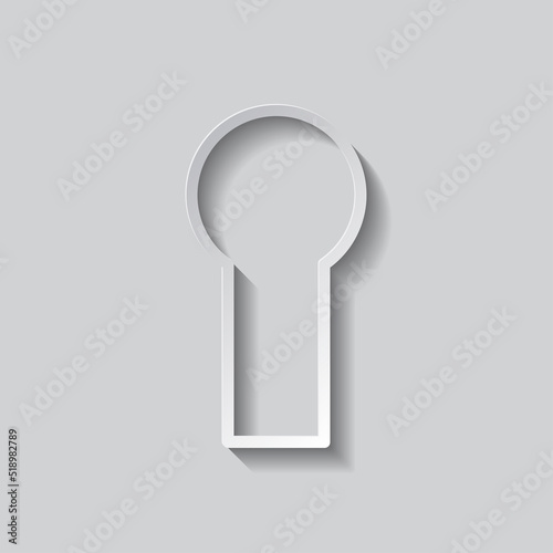 Keyhole simple icon, vector. Flat design. Paper style with shadow. Gray background.ai
