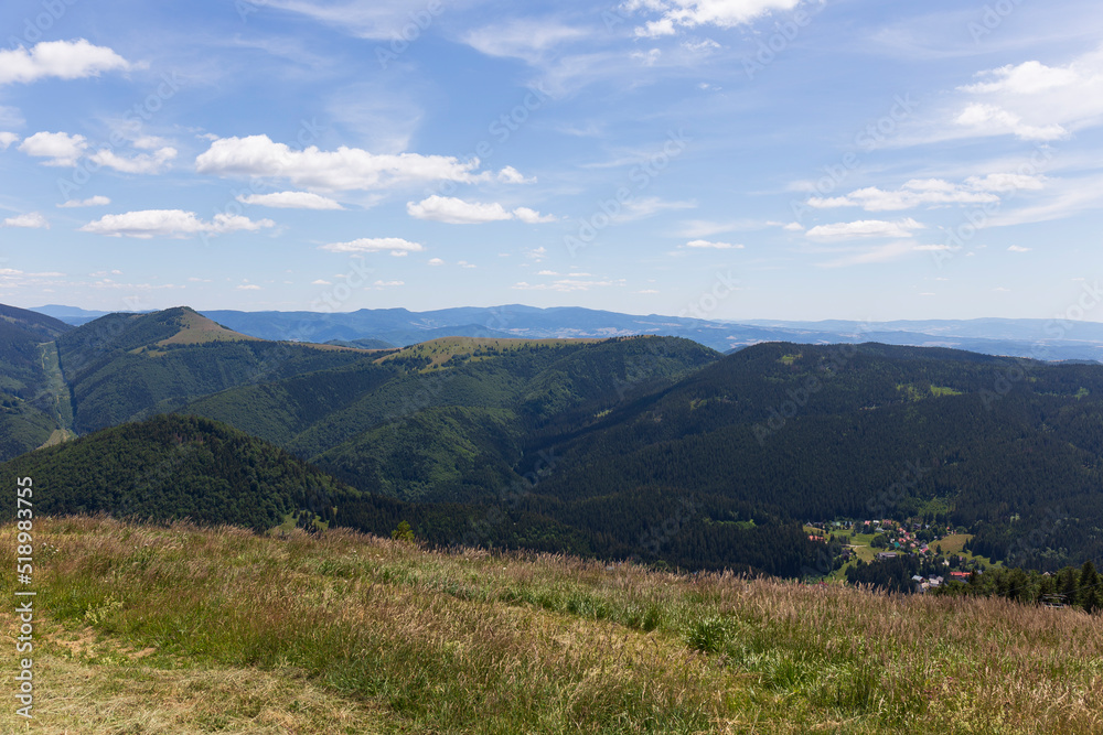Summer Slovak Mountain Great Fatra, Velka Fatra, peaks Nova Hola (1361 m) and Zvolen (1403 m), views from them, Slovakia Summer Slovak Mountain Great Fatra, Velka Fatra, peaks Nova Hola (1361 m) and Zvolen (1403 m), views from them, Slovakia