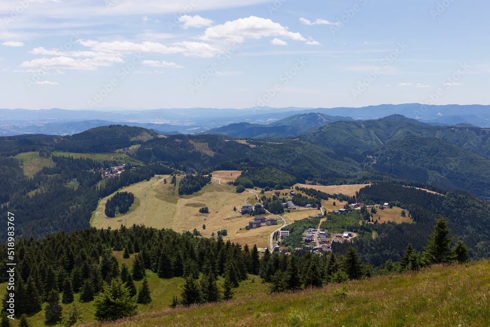 Summer Slovak Mountain Great Fatra, Velka Fatra, peaks Nova Hola (1361 m) and Zvolen (1403 m), views from them, Slovakia