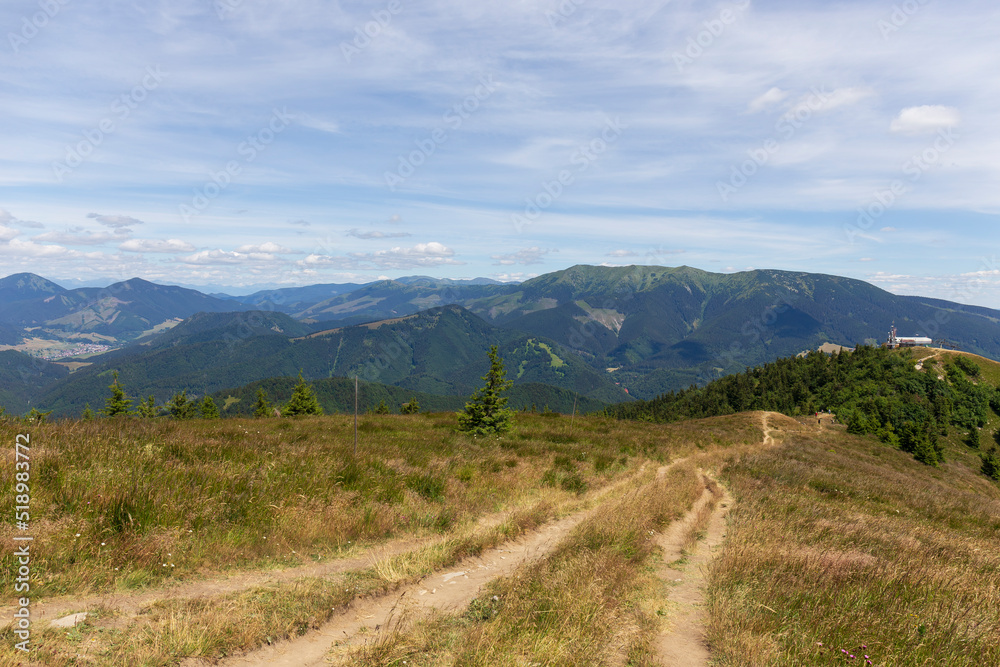 Summer Slovak Mountain Great Fatra, Velka Fatra, peaks Nova Hola (1361 m) and Zvolen (1403 m), views from them, Slovakia