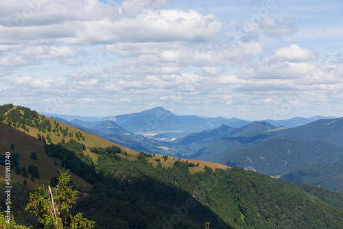 Summer Slovak Mountain Great Fatra, Velka Fatra, peaks Nova Hola (1361 m) and Zvolen (1403 m), views from them, Slovakia