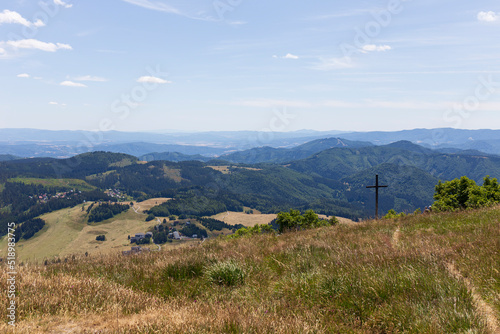 Summer Slovak Mountain Great Fatra, Velka Fatra, peaks Nova Hola (1361 m) and Zvolen (1403 m), views from them, Slovakia