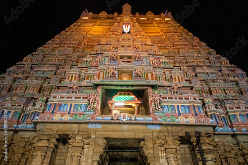 A beautiful art work on the gopuram of Srirangam temple in trichy photo