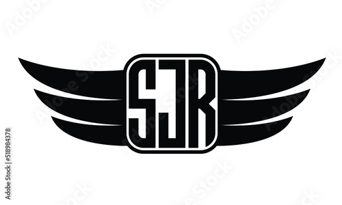 SJR three Letter wing minimalist creative concept icon eagle symbol professional logo design, Vector template photo