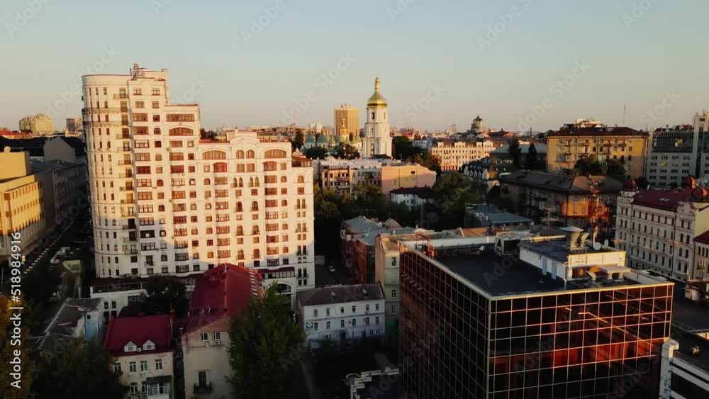 Aerial view of beautiful Kyiv cityscape at Dawn. Drone shot of the Capital of Ukraine Aerial view of beautiful Kyiv cityscape at Dawn. Drone shot of the Capital of Ukraine