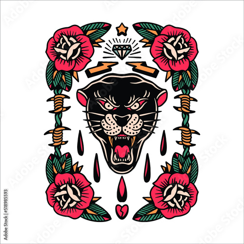 panther tattoo set vector design