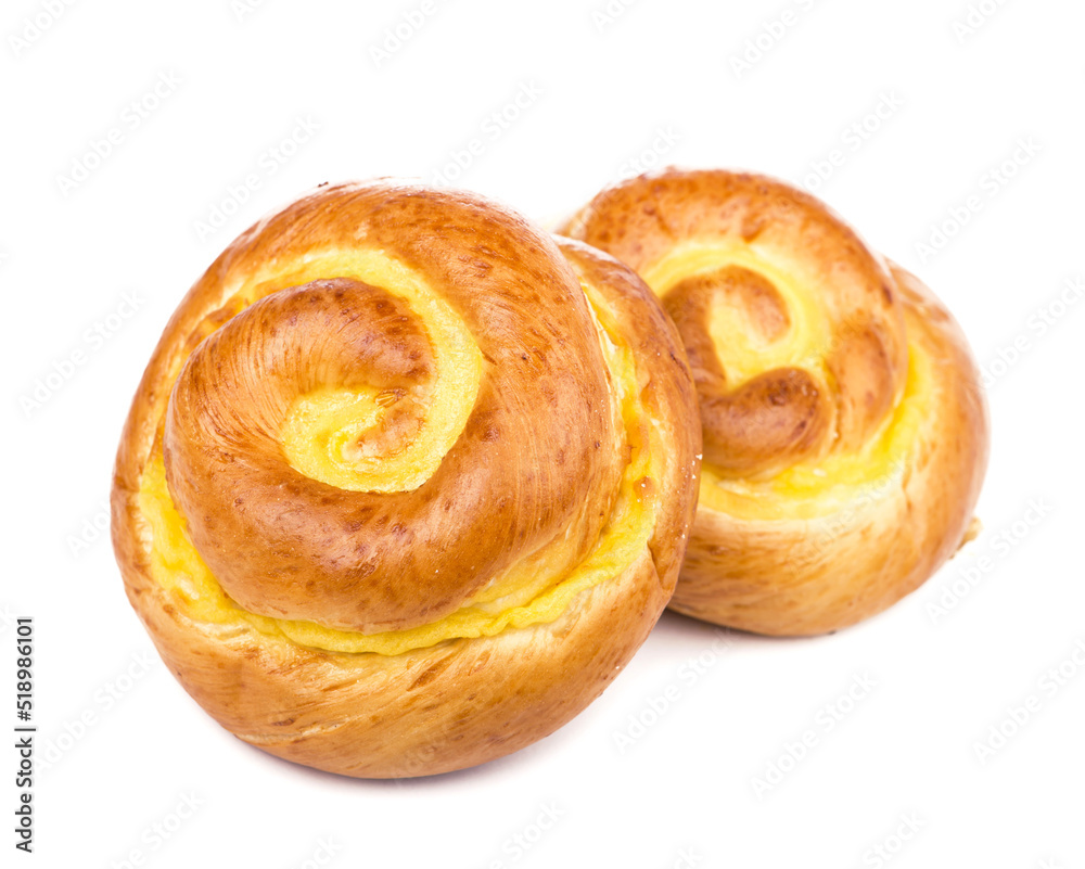 appetizing tasty custard buns on white plate appetizing tasty custard buns on white plate