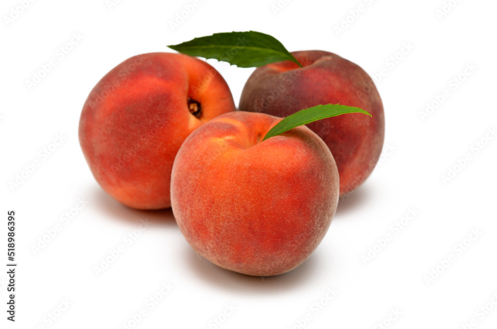 fresh peaches isolated on white background close-up fresh peaches isolated on white background close-up