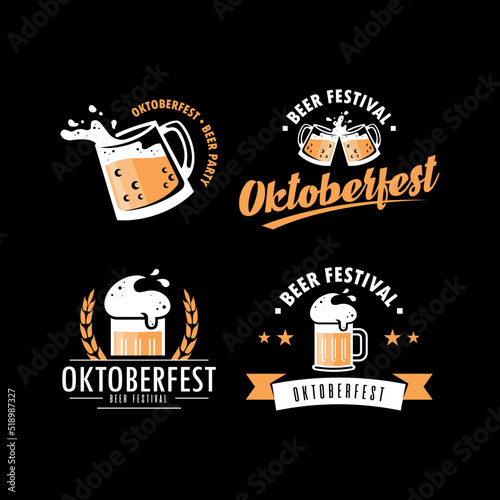 MUGS OF BEER OKTOBERFEST LOGOS. PREMIUM VECTOR SET