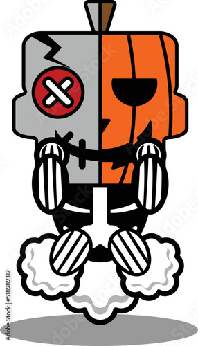 vector cartoon cute mascot skull character voodoo doll fart rocket